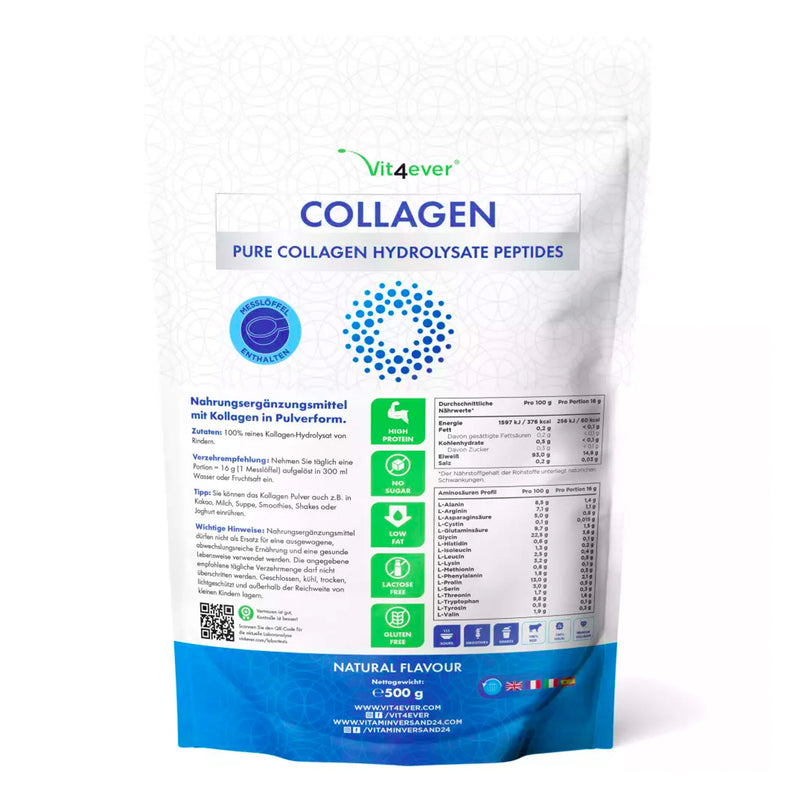 Halal Runder Collageen Hydrolysaat Peptiden | Type I, II & III | Vit4ever