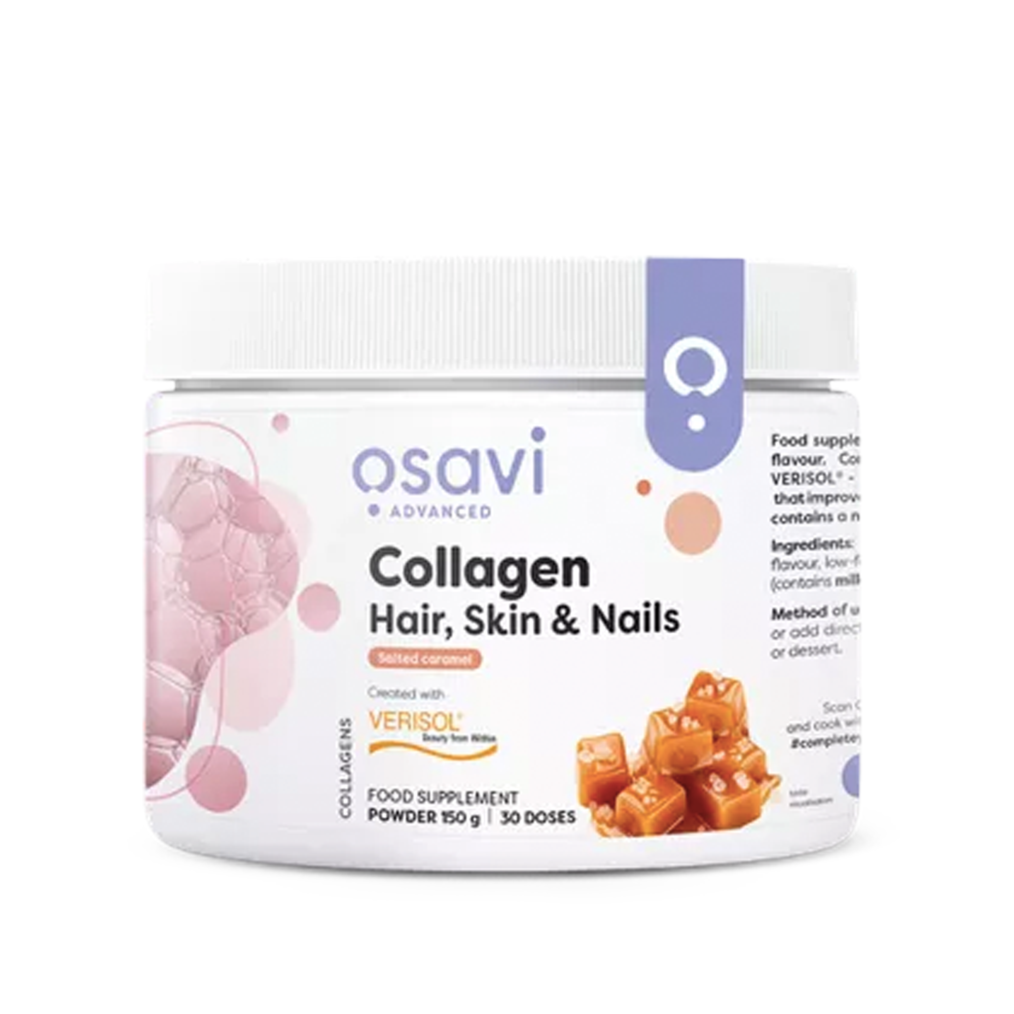 Osavi | Collageen poeder 150 g | voor haar, huid en nagels | salted caramel / berry smaak | 30 doseringen