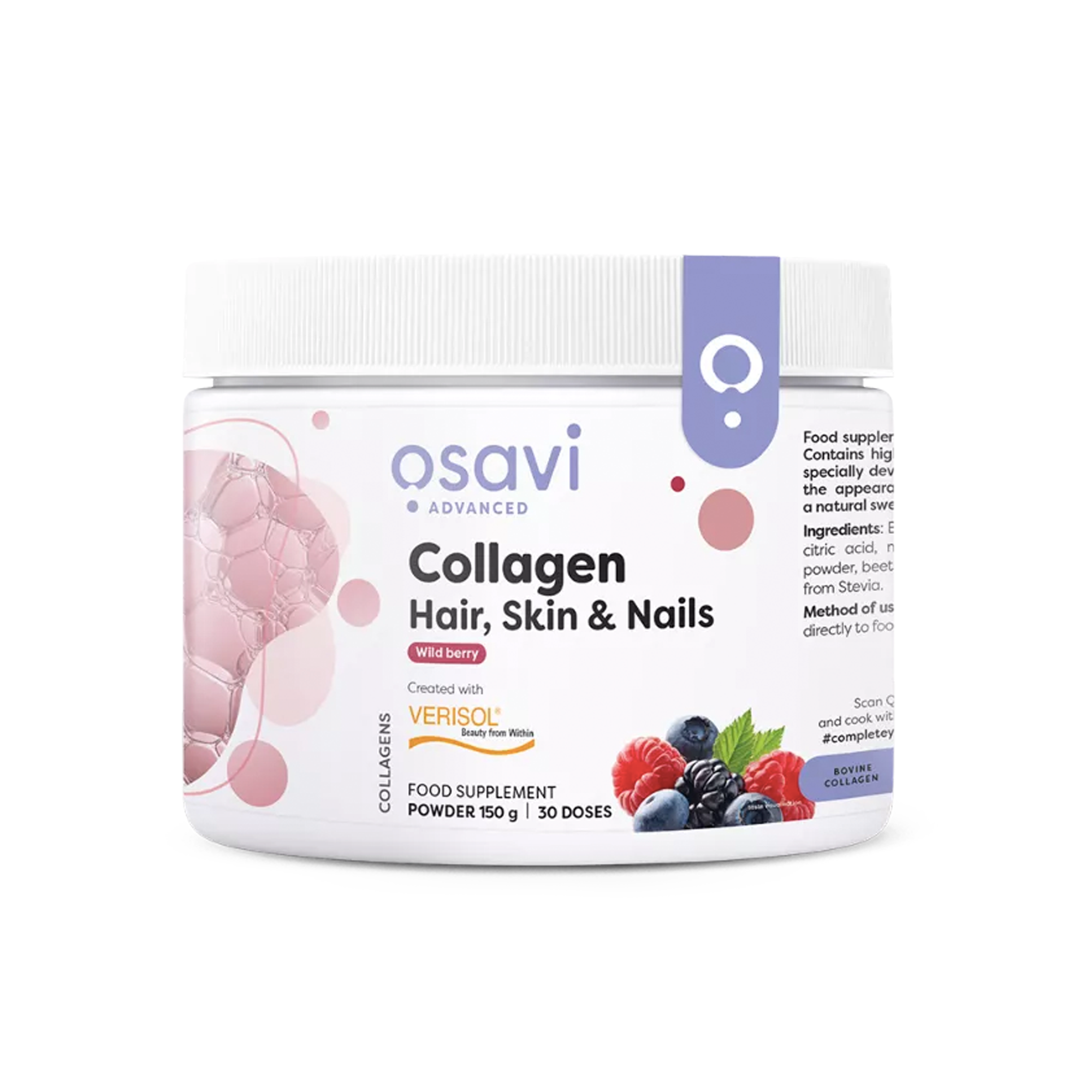 Osavi | Collageen poeder 150 g | voor haar, huid en nagels | salted caramel / berry smaak | 30 doseringen