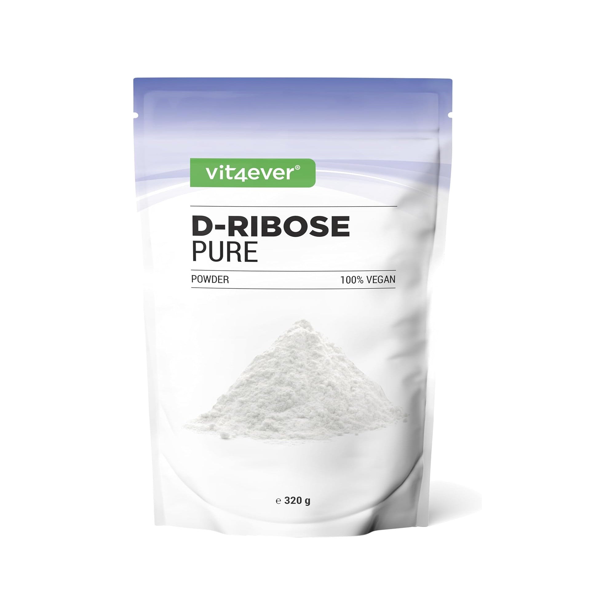 Vit4ever D-Ribose Poeder 320g verpakking – 100% vegan en puur natuurlijk