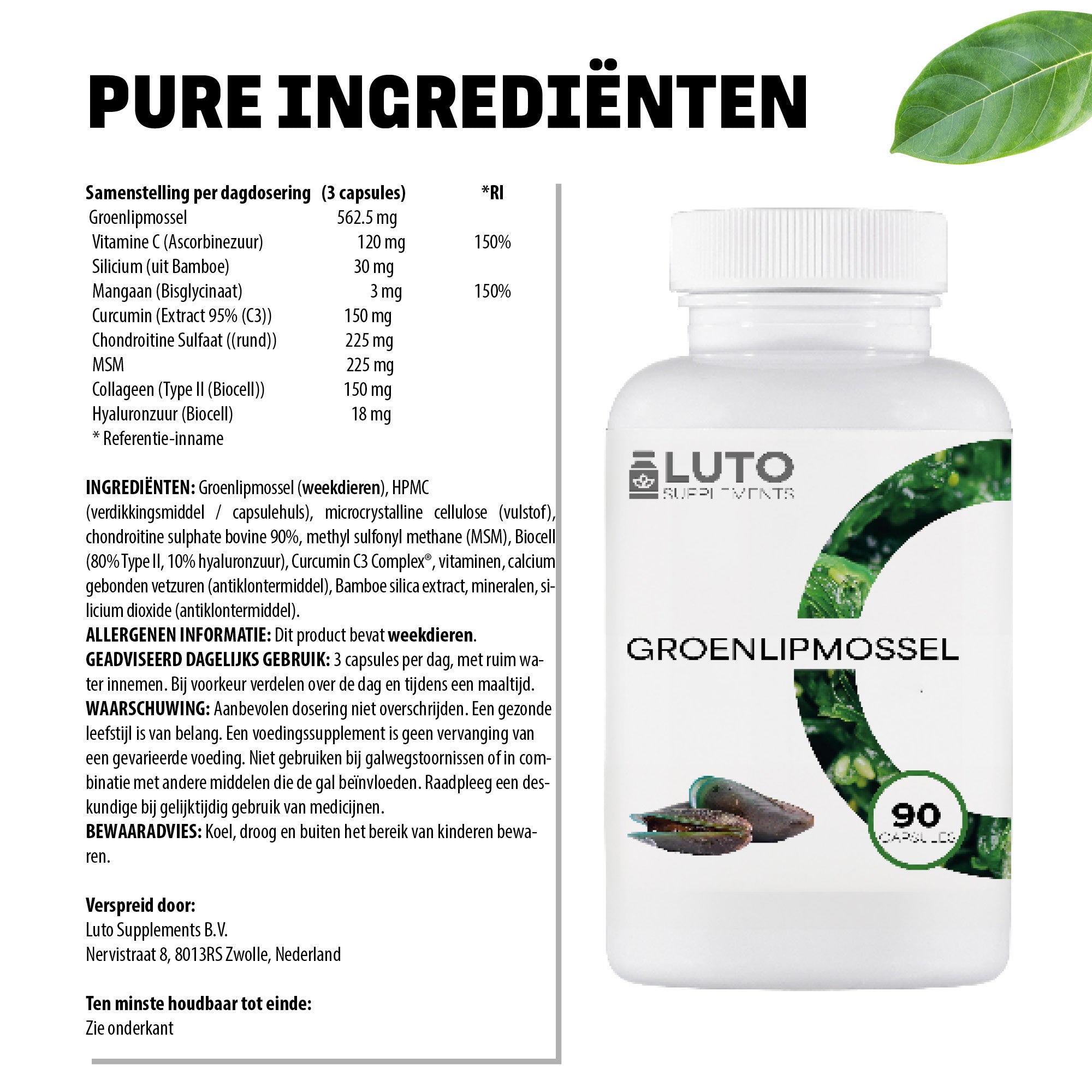 Groenlipmossel |rijk aan omega-3 | 90 capsules | LUTO Supplements