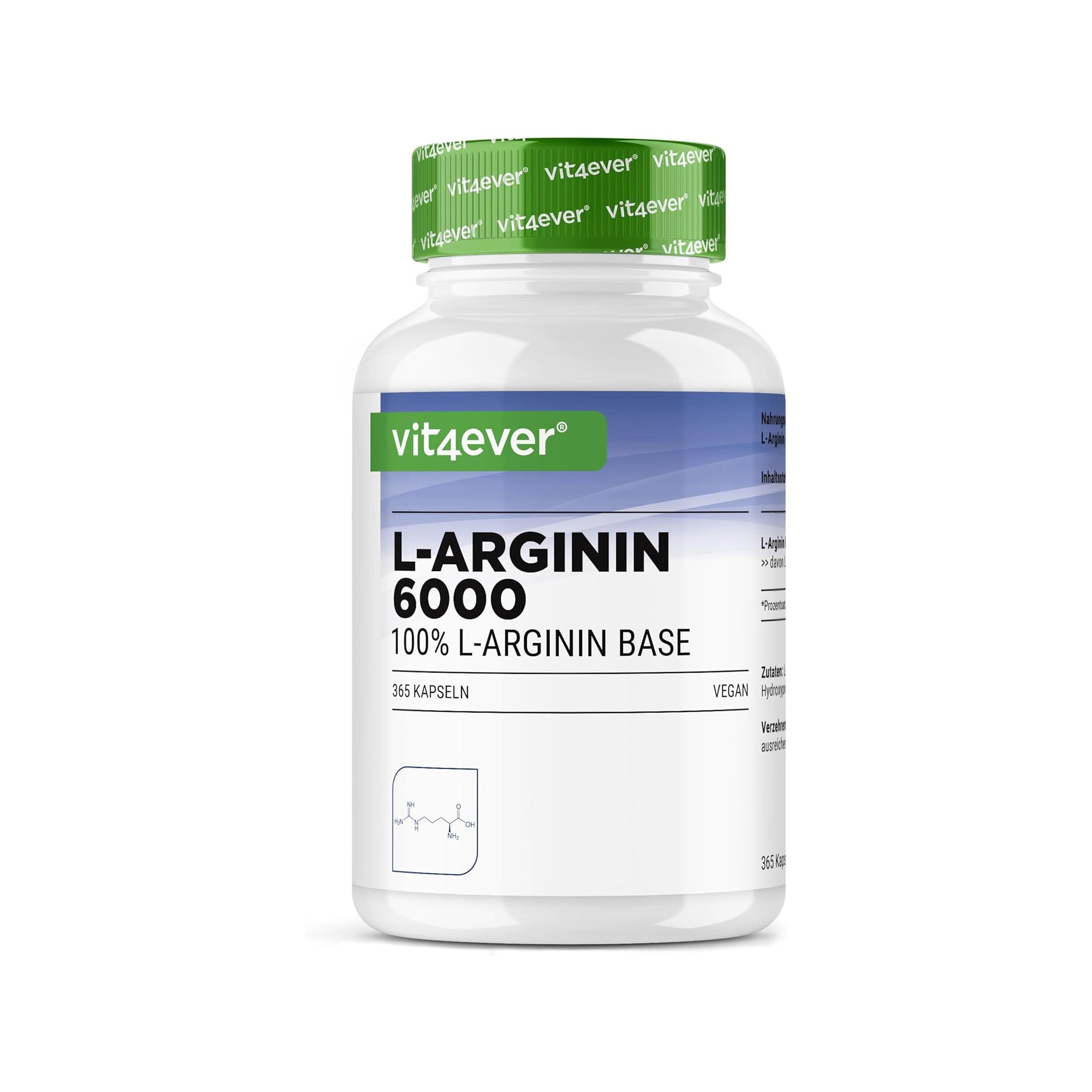 Vit4ever l-arginine base capsules – 365 vegan capsules 4500 mg per dagdosis