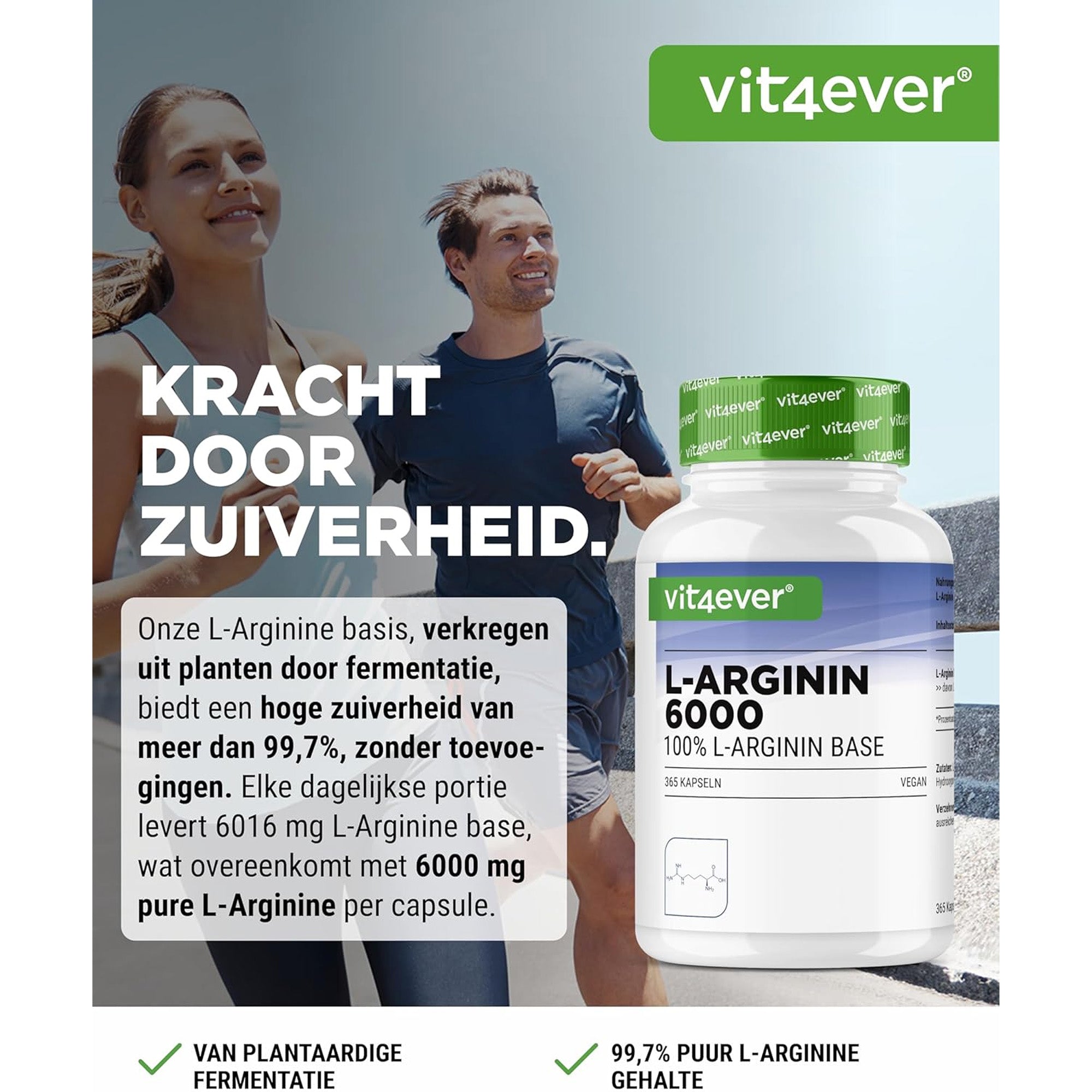 Vegan l-arginine capsules 100% plantaardige bron zonder additieven