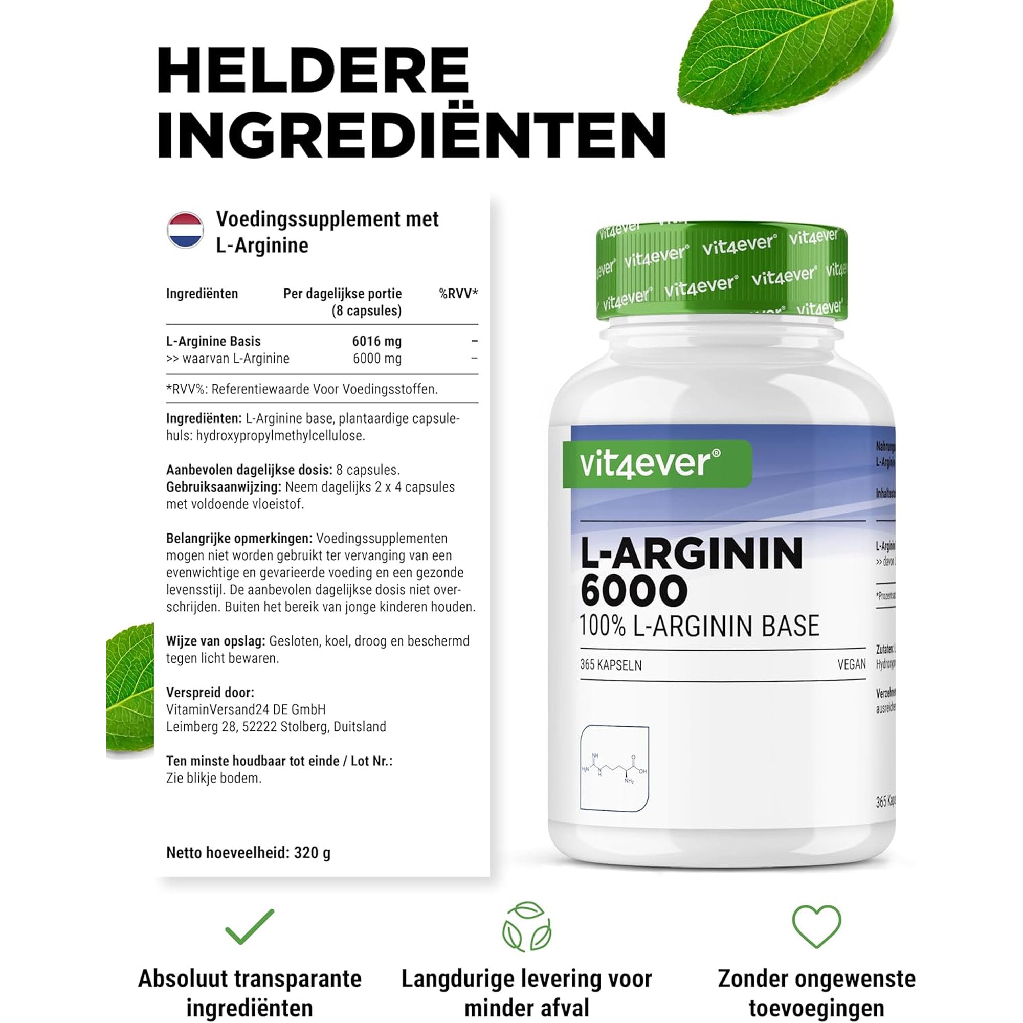 Laboratoriumgetest l-arginine, vrij van verontreinigingen en zware metalen