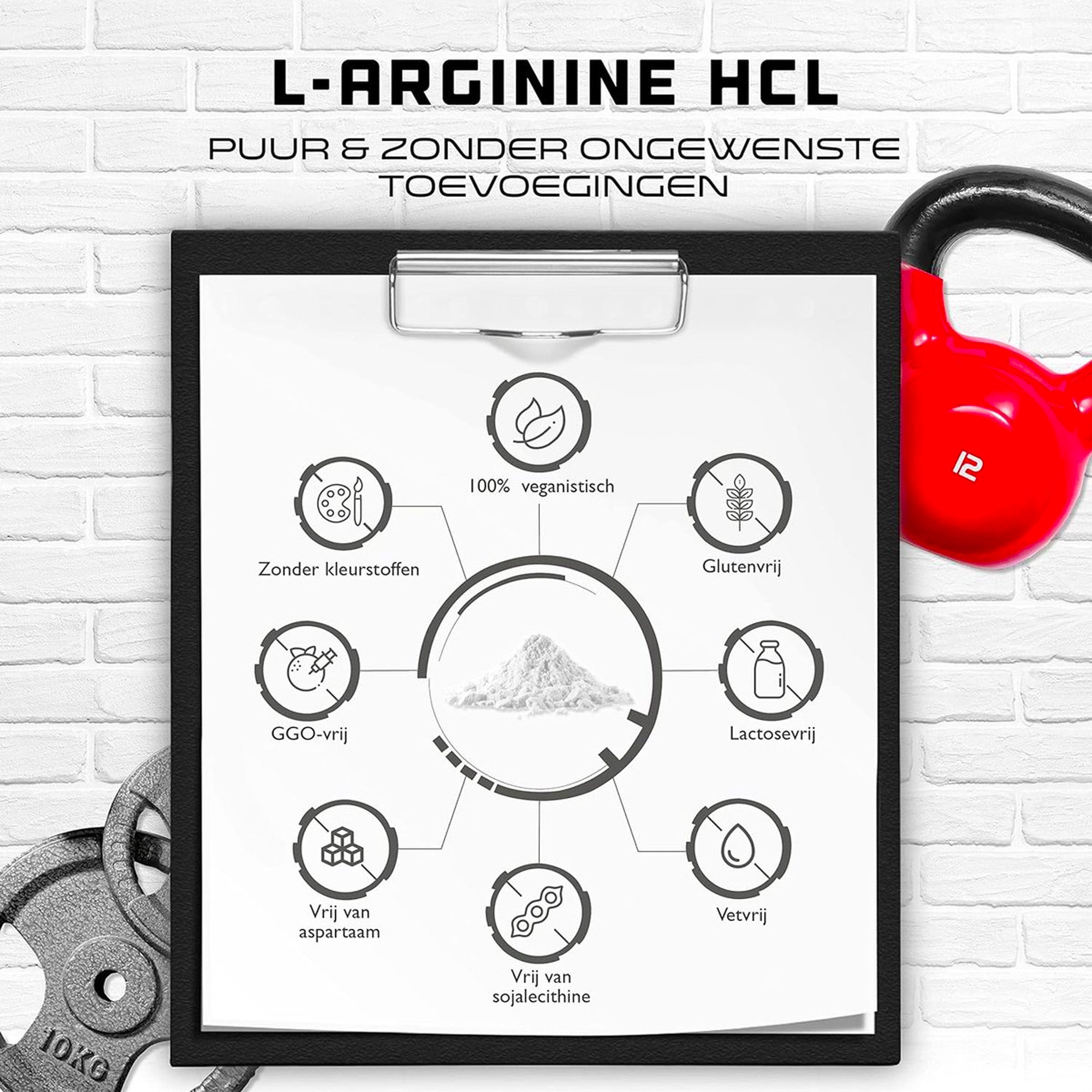 L-Arginine HCL | 500 g | L-Arginine Hydrochloride | Premium: plantaardige L-Arginine HCL | Optimale oplosbaarheid | Puur poeder zonder toevoegingen | Veganistisch | Arginine Aminozuur