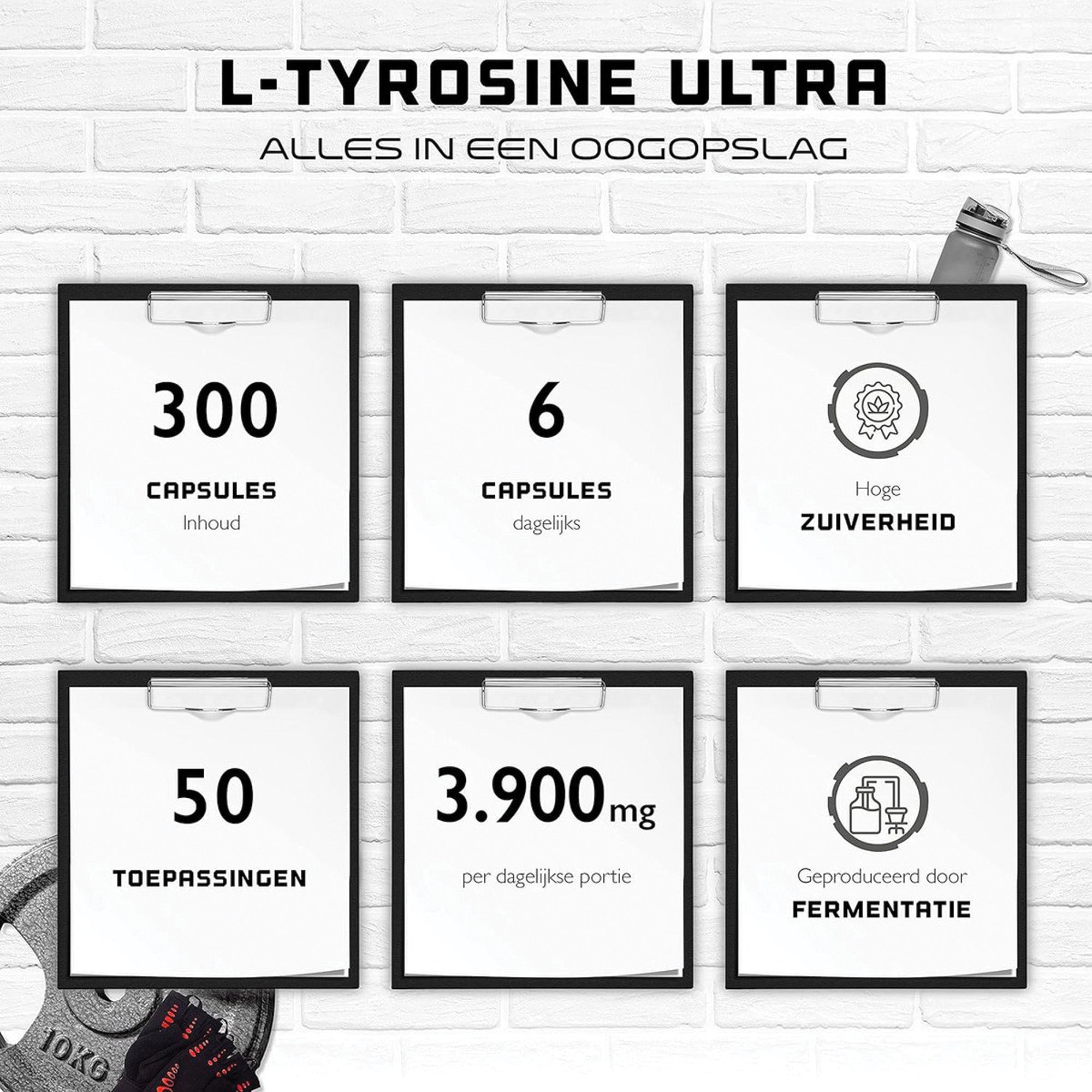 L-Tyrosine Ultra | 300 capsules met elk 650 mg | Zuiver aminozuur uit plantenfermentatie | Veganistisch | Hoog gedoseerd