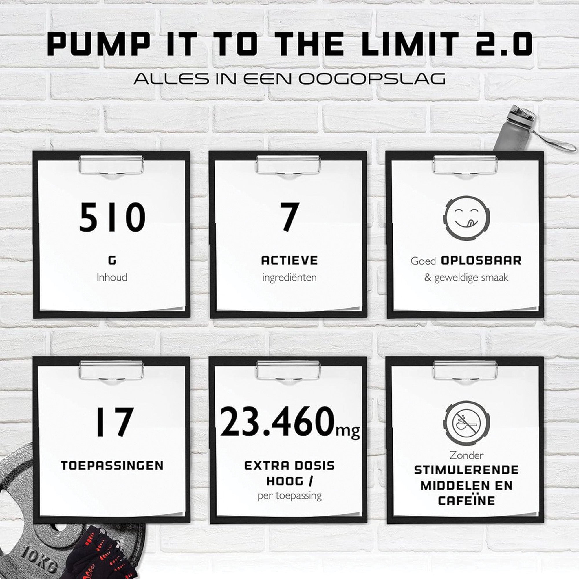 Pump it to the Limit 2.0 | Pre-Workout zonder cafeïne en stimulerende middelen | Citrulline + AAKG + Taurine + L-Ornithine + Bietenextract | Hoge dosis | 510 g poeder | Kersensmaak