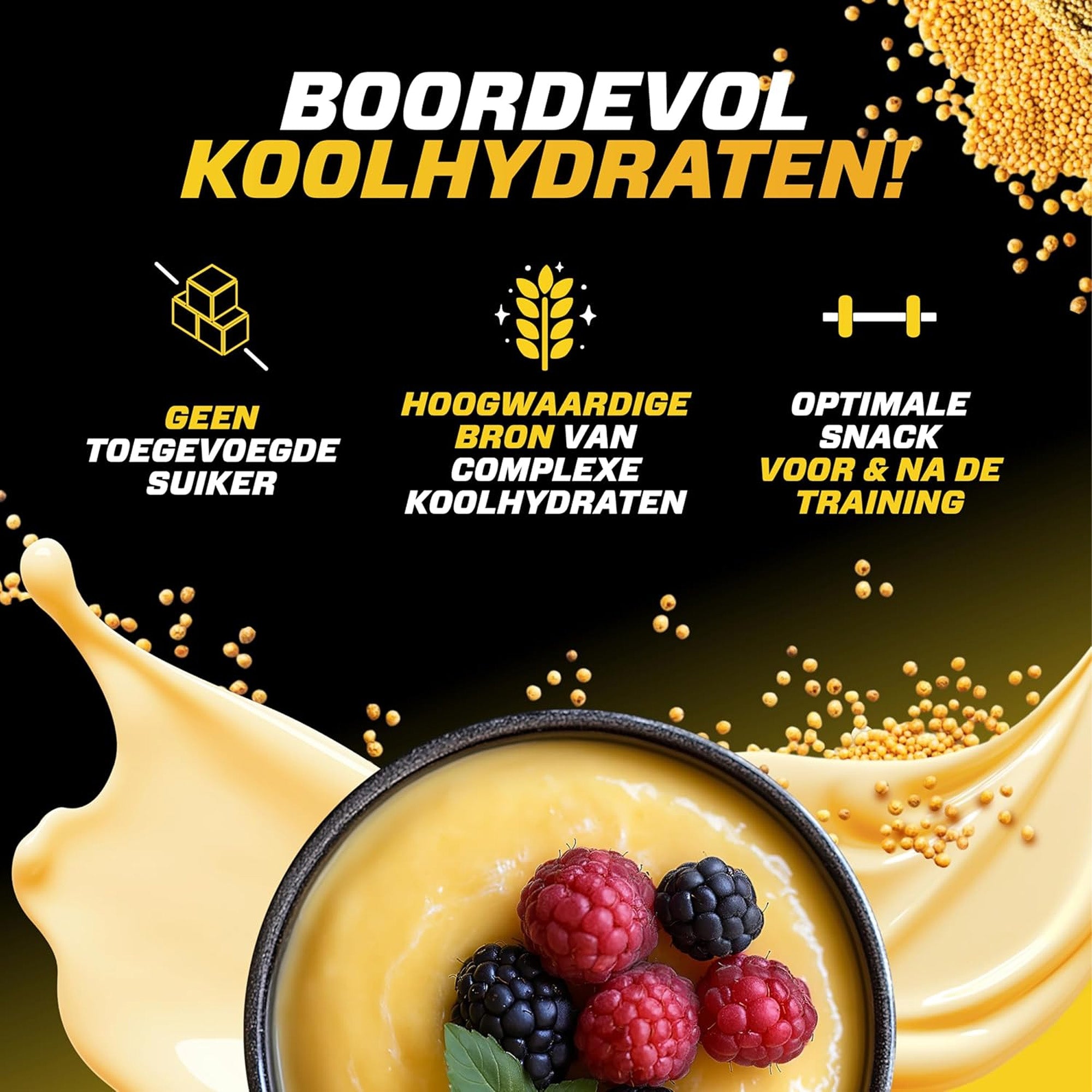 Bereiding van Maize Pudding - mix met water of melk voor een gezonde snack.