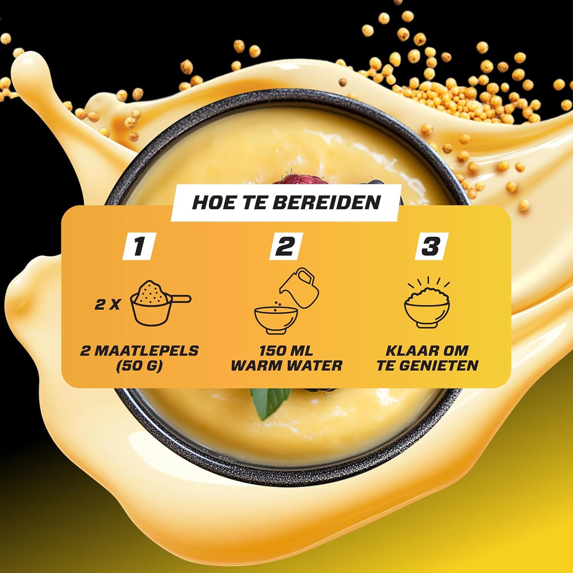 Ingrediënten in Maize Pudding - gemaakt van natuurlijke maïszetmeel zonder toevoegingen.