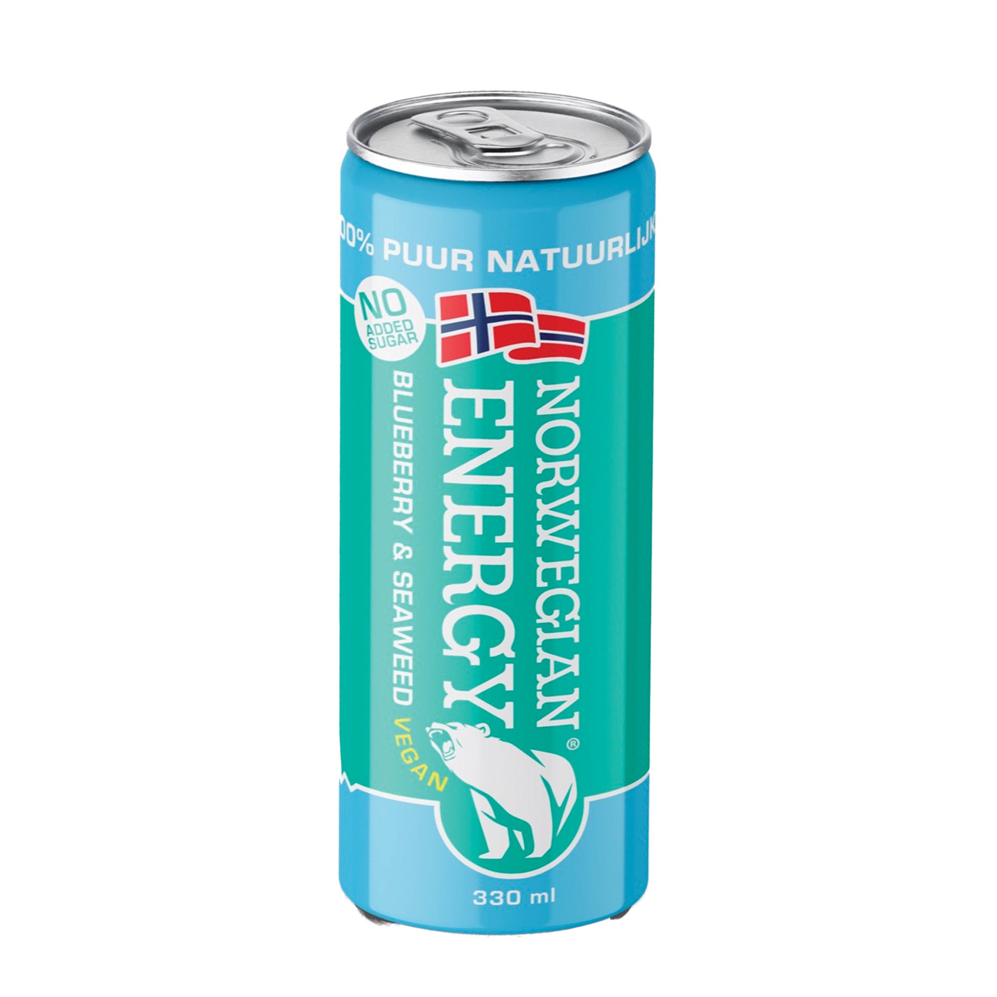 Norwegian Energy | Vegan blueberry & plantaardige kelp | 12 x 0,33 L - Gezonde energie drank | Yerba mate