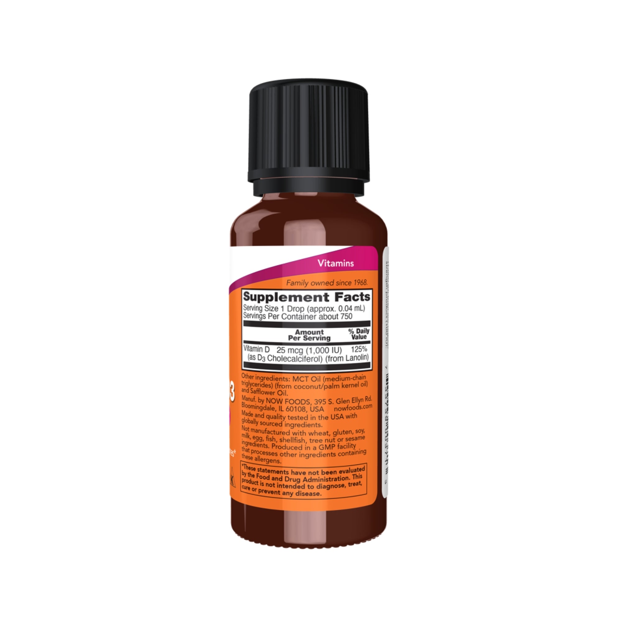 Vitamine D3 druppels 1000 I.E. | 30 ml | NOW Foods