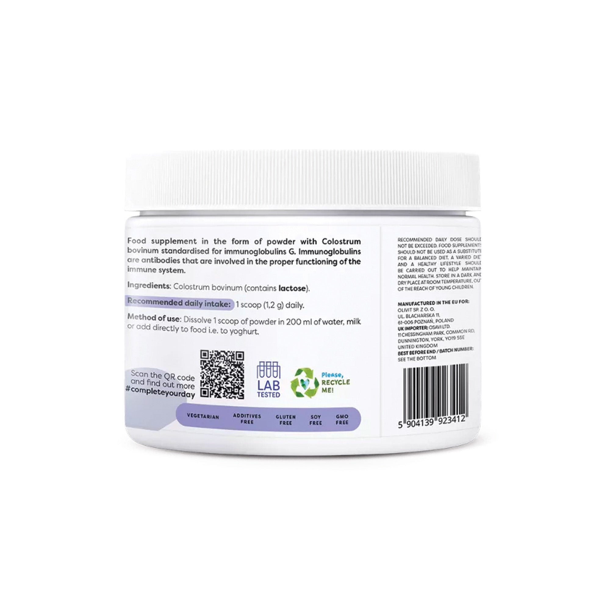 Osavi | Colostrum poeder | 30% igG (immunoglobulinen G.) | 100 Gram | Premium Kwaliteit