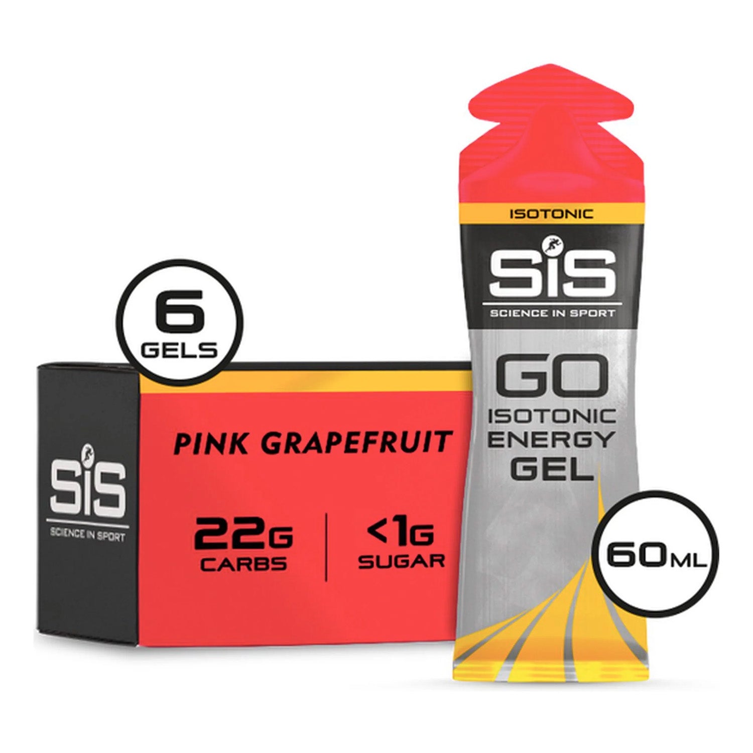 6 pack SiS Go Isotonic Energy Gel pink grape druit