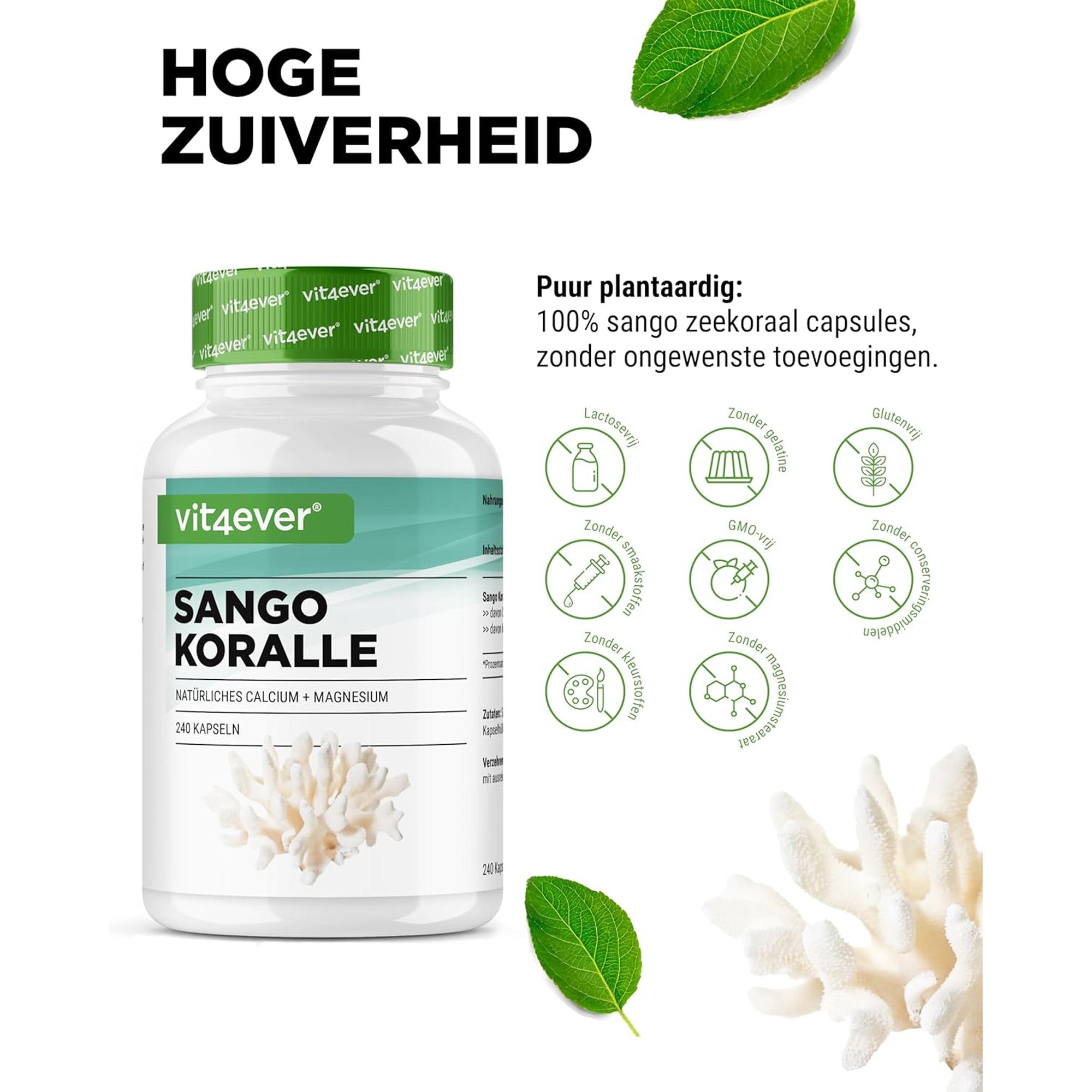 Sango Zeekoraal | 180 capsules (2 maanden) | Natuurlijke bron van calcium (20%) & magnesium (10%) | Vit4ever