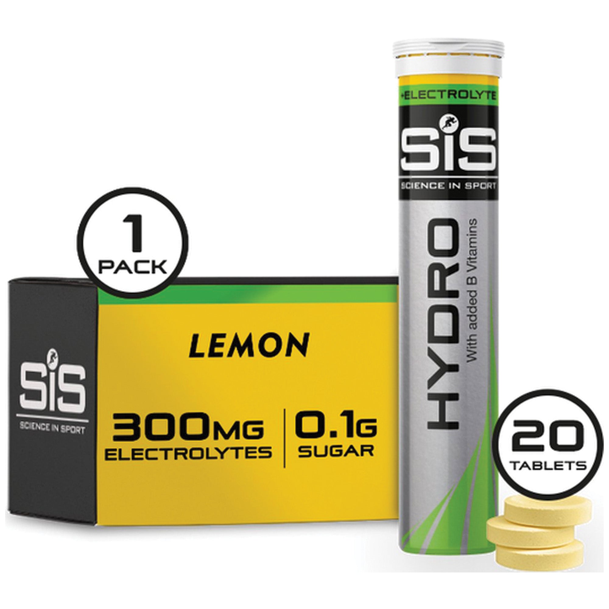 Science in Sport | SIS Go Hydro Bruistabletten | 300mg Elektrolyten | Lemon Smaak | 20 Tabletten per verpakking