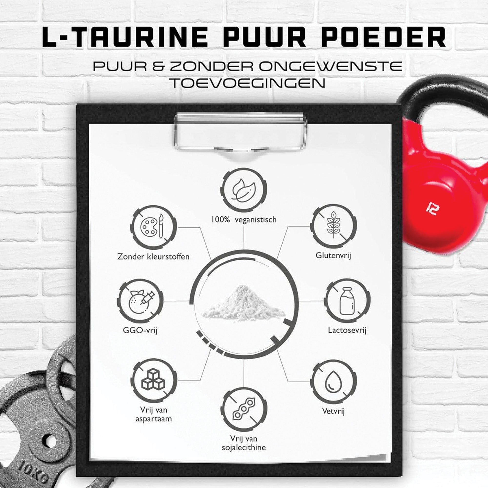 Taurine poeder | 500 gr | Optimale oplosbaarheid | Veganistisch | Puur & zonder toevoegingen | L-Taurine aminozuur