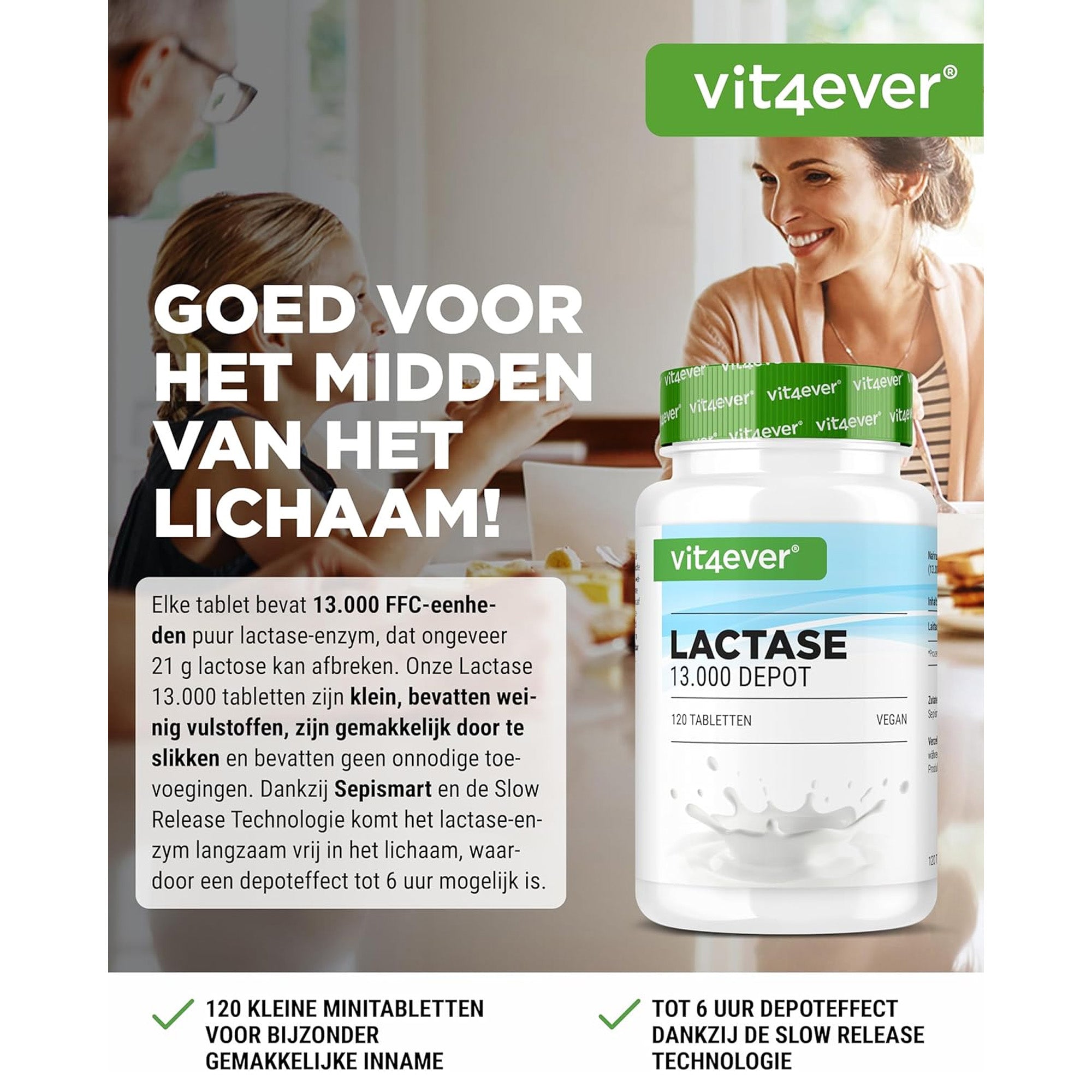 Lactase Supplementen 7.000, 13.000 en 22.000 FCC | 120 en 365 tabletten | Vit4ever