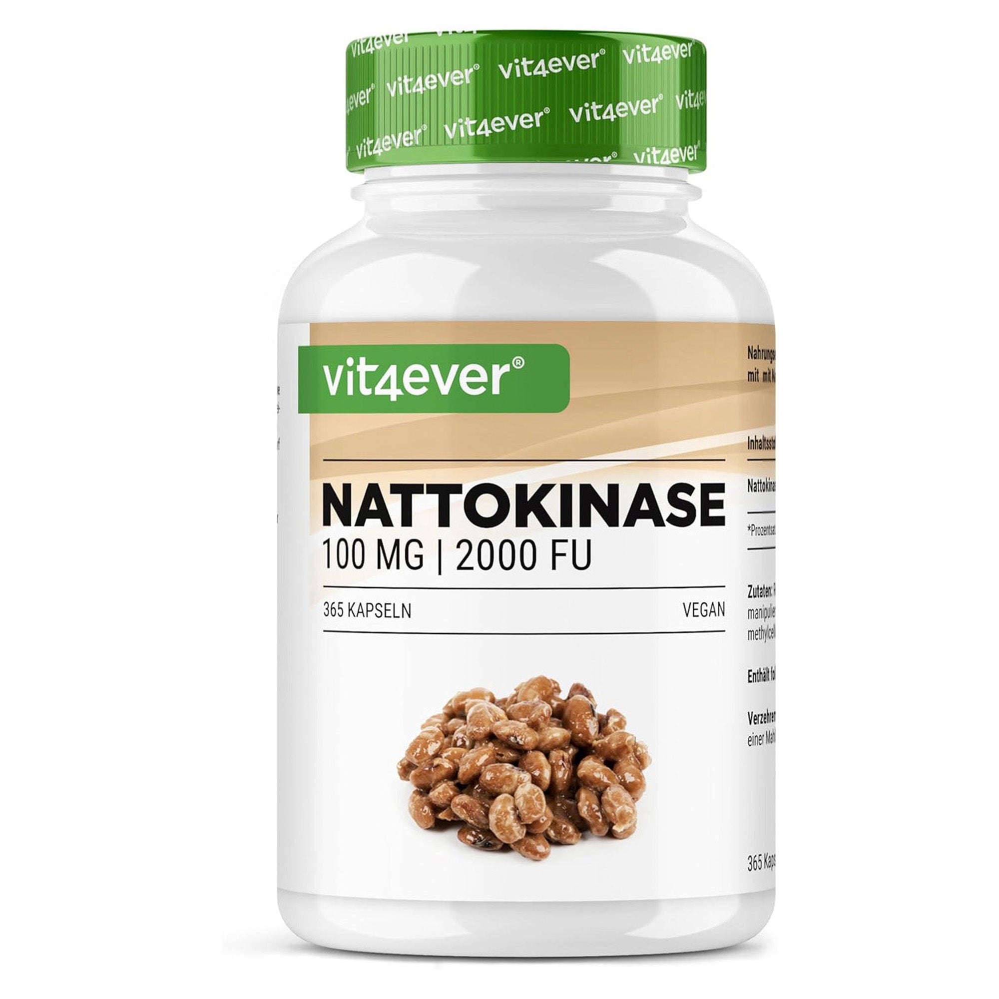 Vit4ever Nattokinase | 100 mg (20.000 FU/g) | GMO-vrije soja | zonder ongewenste toevoegingen