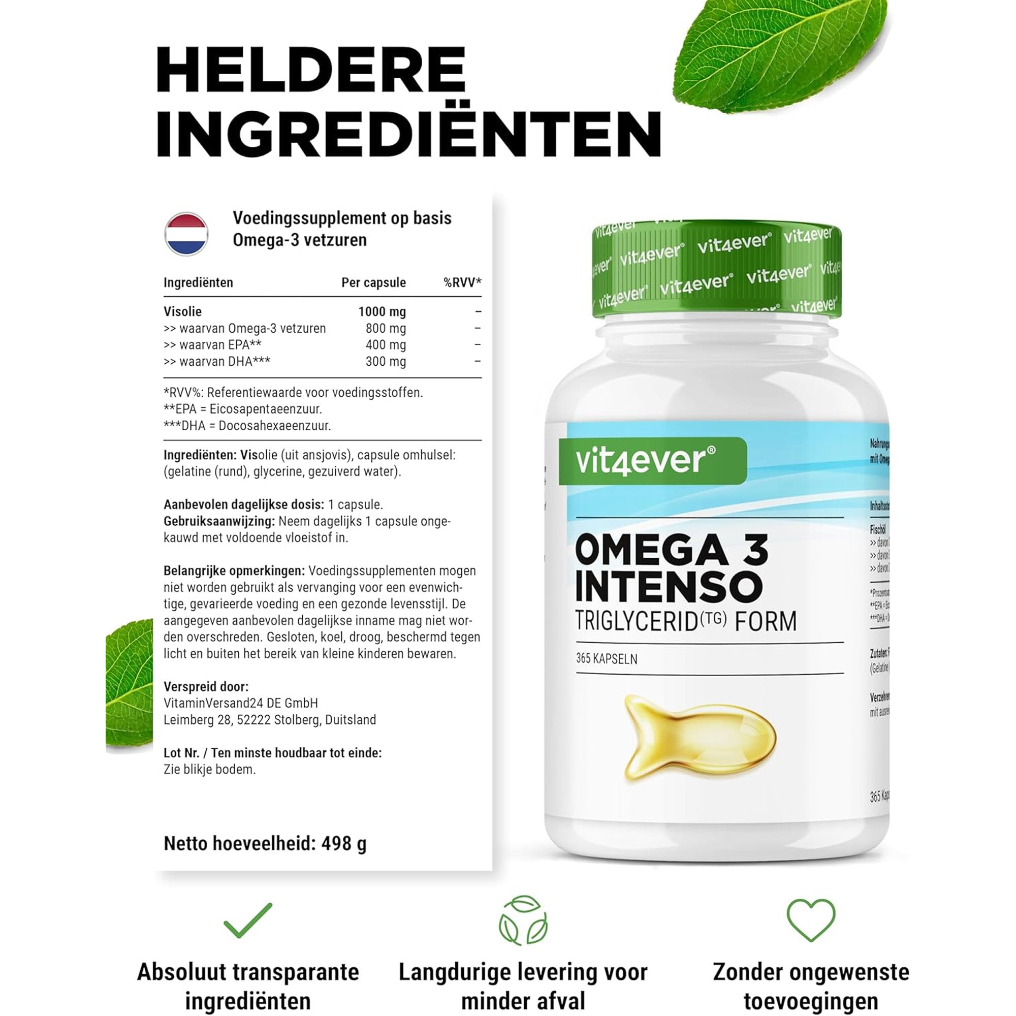 Vis Olie | Omega 3 | Triglyceride vorm | 1000mg | Vit4ever