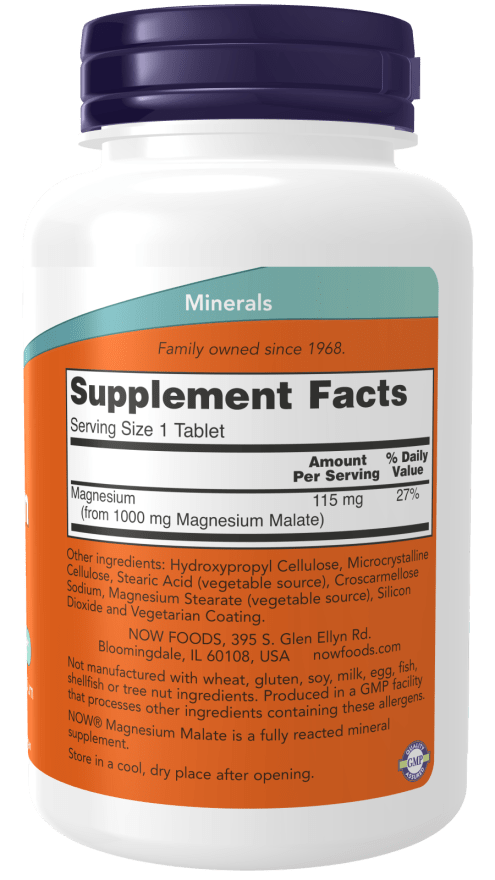 magnesium Malaat | 180 tabletten | Now Foods