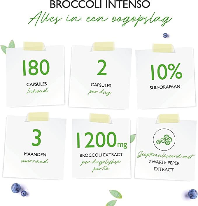Broccoli extract | 180 capsules | 1229 mg | 10% sulforafaan | Zwarte peper extract | Vegan | Vit4ever