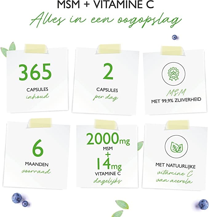 MSM met vitamine C | methylsulfonylmethaan | 365 tabletten | Vit4ever