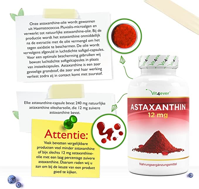 Astaxanthine | 12mg | 150 capsules | Vitamine e | Vit4ever