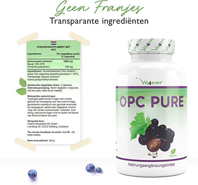 OPC Druivenpit extract | 300 capsules | 1000mg | Vegan | Vit4ever