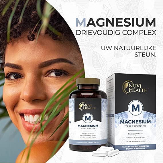 Magnesium Trio Capsules | Magnesiumbisglycinaat, Magnesiumcitraat & Magnesiummalaat - 240 Capsules - Nuvi Health