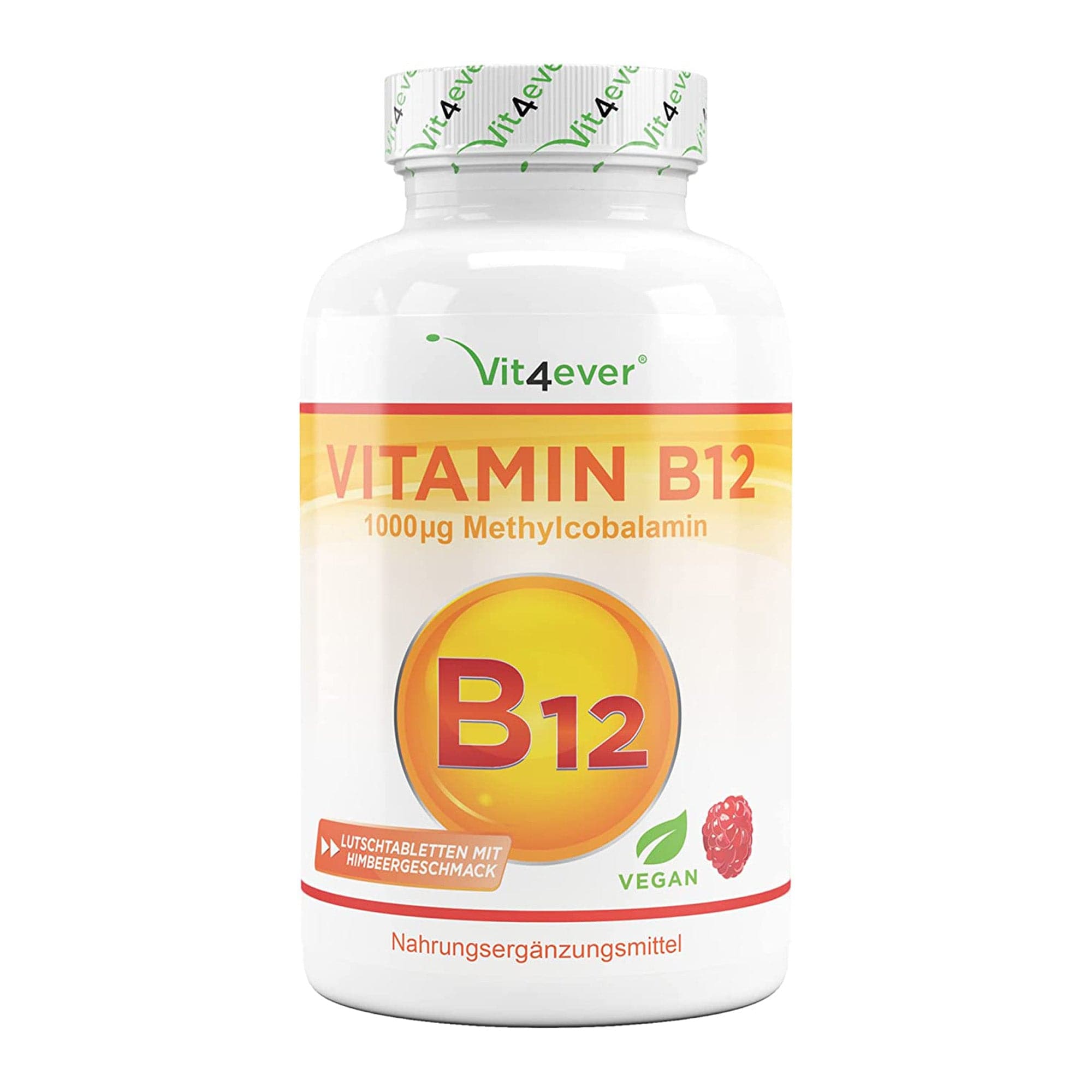 Vitamine B12 | Methylcobalamine | 1000µg | 365 Zuig tabletten | Framboos | Vit4ever