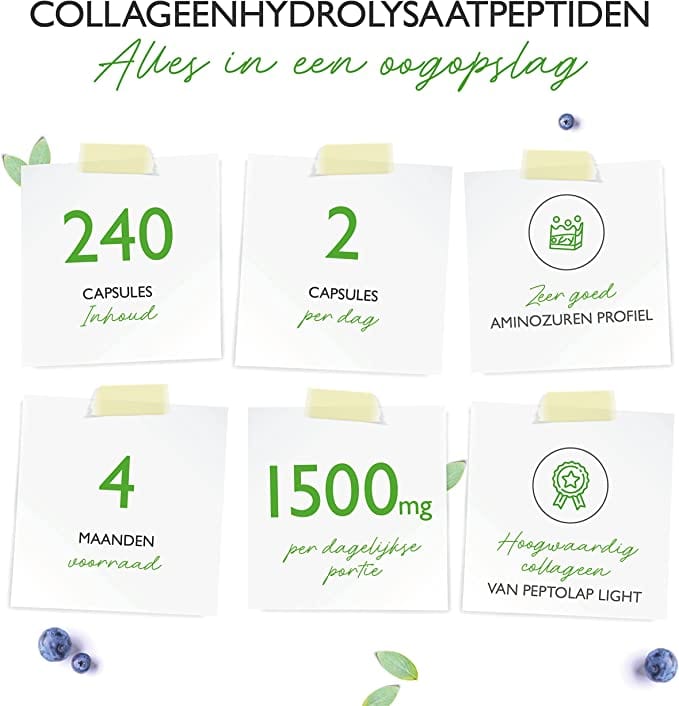 Collageen | 1500mg | Rundercollageen Hydrolysaat peptides | 240 Capsules | Vit4ever