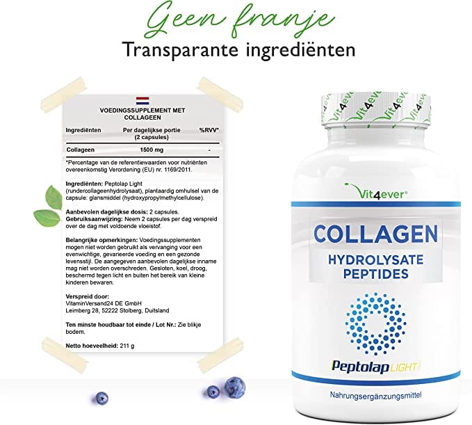 Halal Collageen | 1500mg | Rundercollageen Hydrolysaat peptides | 240 Capsules | Vit4ever
