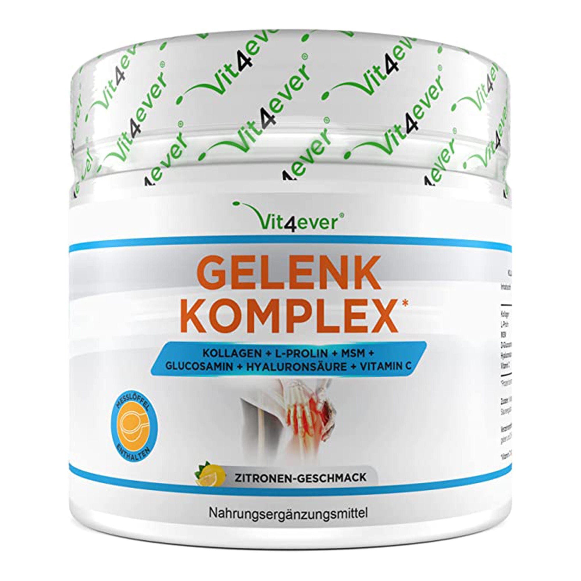 Joint Complex | Met collageenhydrolysaatpeptiden, L-proline, MSM, hyaluronzuur, glucosamine en vitamine C | Gewrichten | 500g | Vit4ever