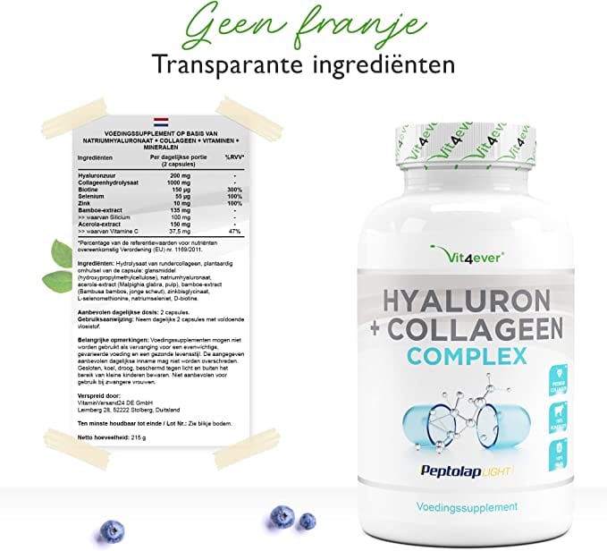 Hyaluronzuur-collageencomplex | 240 capsules | 8 ingrediënten | Vit4ever