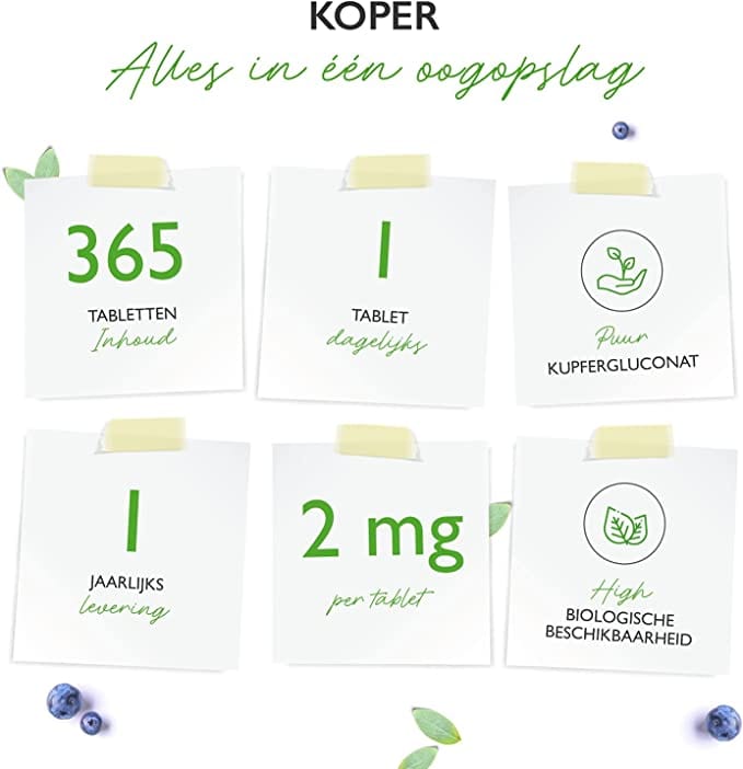 Koper | Kopergluconaat | 2mg | 365 Tabletten | Vit4ever