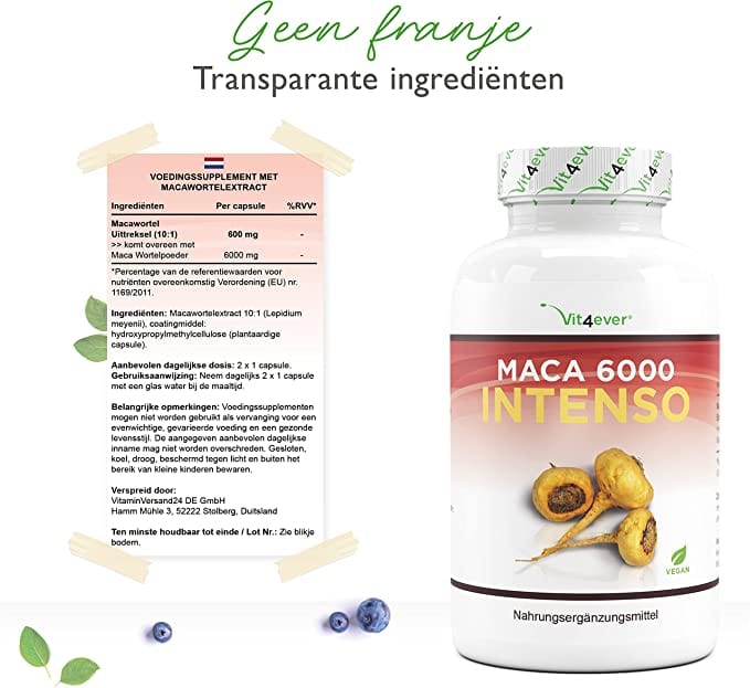 Maca Intenso | 6000mg | 10:1 Extract | 200 Capsules | Vit4ever