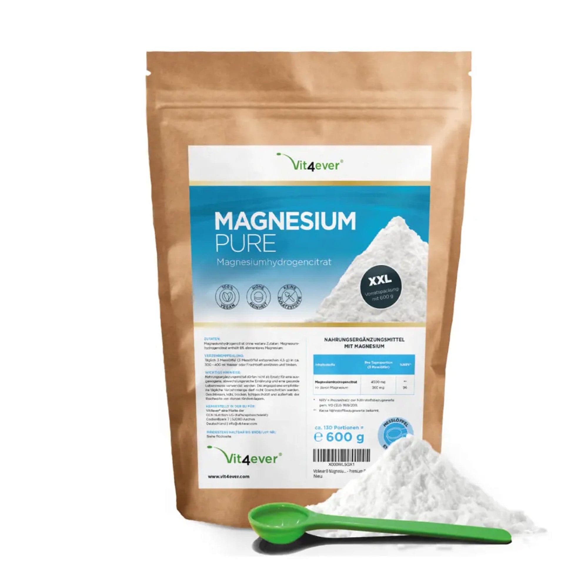Magnesium Citraat Poeder | 600 Gram | Vit4ever