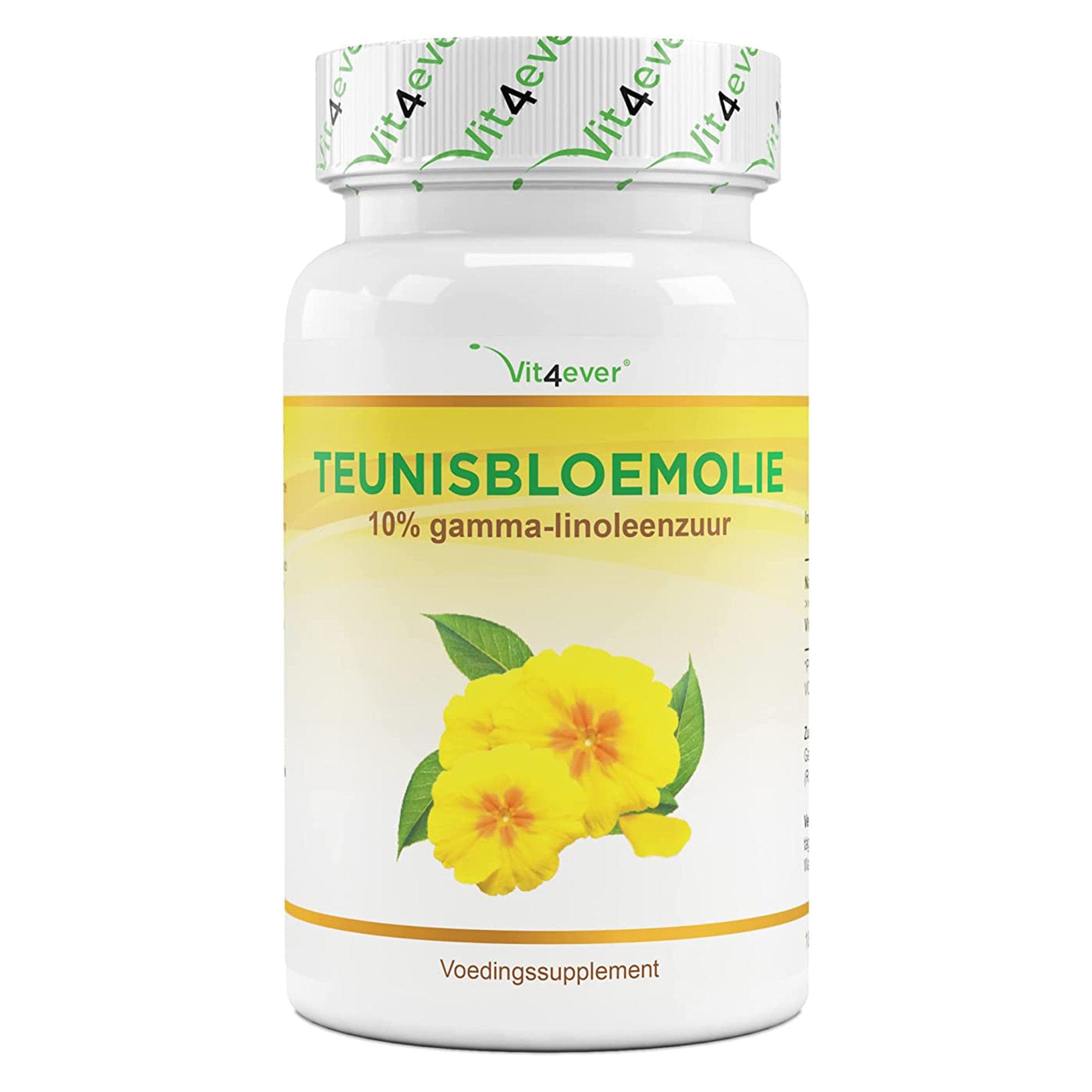Teunisbloemolie | 365 capsules | 2000 mg per dagelijkse dosis | 10% gamma-linoleenzuur GLA, met natuurlijke vitamine E | Laboratorium getest | Vit4ever