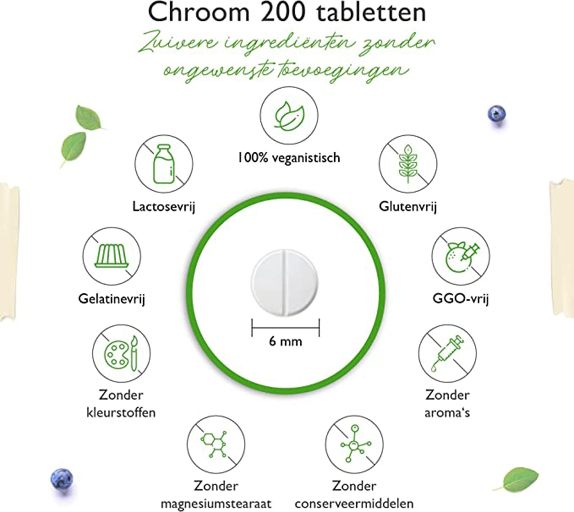 Vit4ever Chromium Picolinate - 200 mcg zuiver chroom per tablet - 365 tabletten in jaarvoorraad - laboratoriumgetest (gehalte aan werkzame stoffen en zuiverheid) - zonder ongewenste toevoegingen - hoge dosering - veganistisch