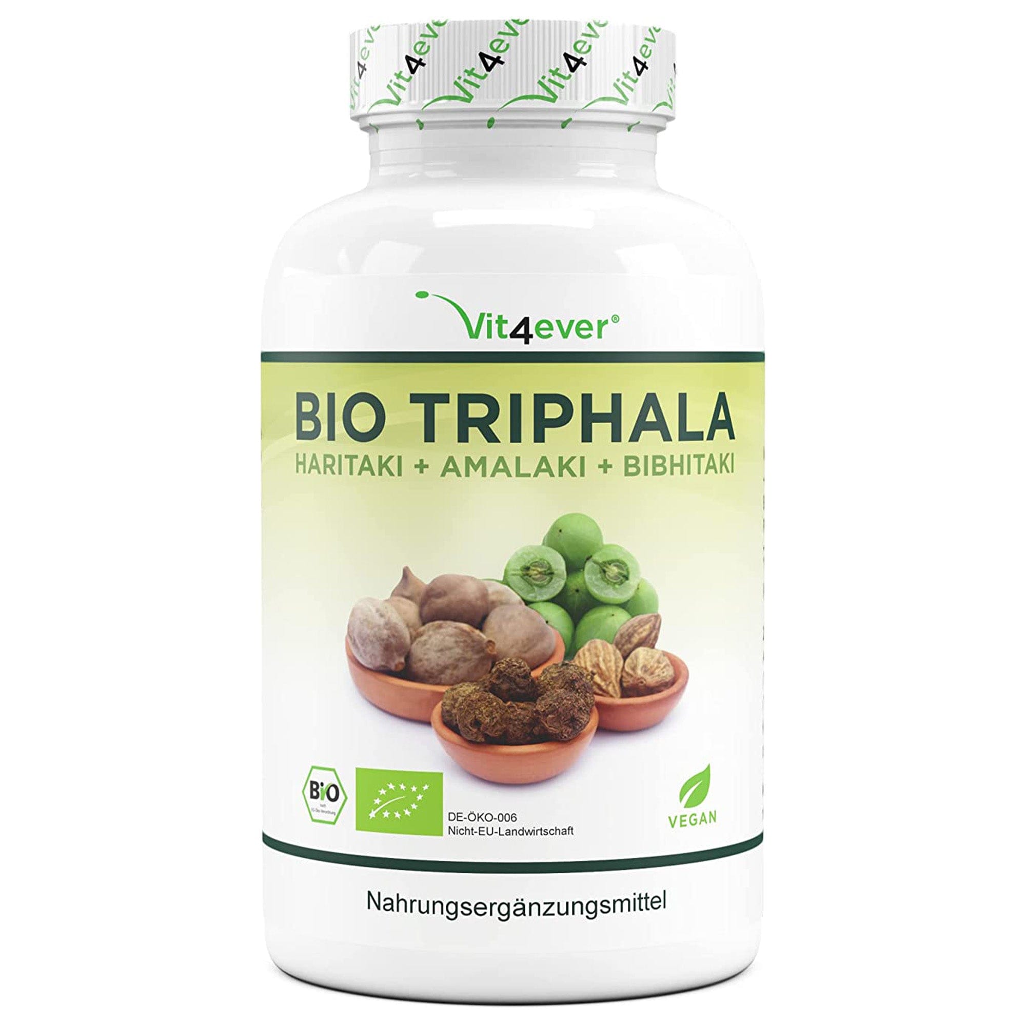 Vit4ever Triphala Bio | 365 capsules | hoge dosering met 750 mg per capsule | hoogwaardige grondstof uit India | gecertificeerde biologische kwaliteit | zonder ongewenste toevoegingen | veganistisch